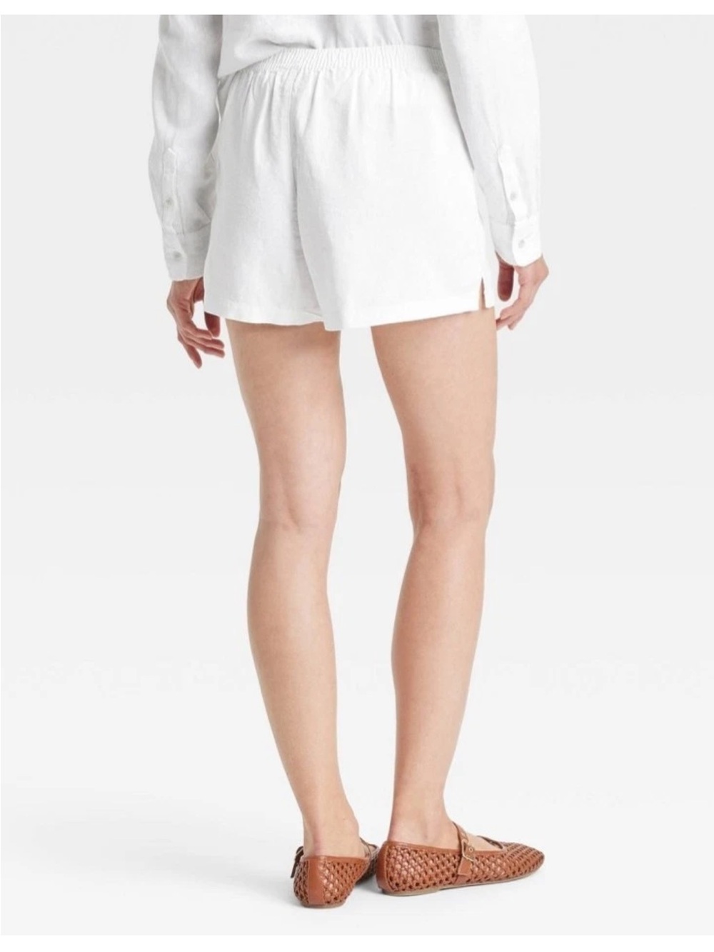 NWT Universal Thread White Linen Blend Pull-On Shorts - Picture 2 of 3